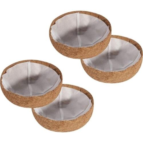 New Coco Coir Liners for Hanging Planter Basket, 4Pcs 12 Inches Half Round Coconut Fiber Plant Basket Liner and 4Pcs Linings