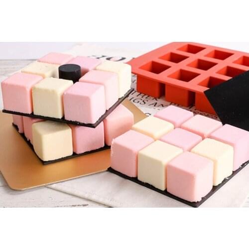 New 15 Cavity Cube Square Shape Silicone Mold for Cake Decorating Tools DIY Dessert Moulds For Kitchen Rubiks Baking