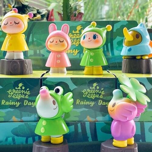 Blind Box Original Rain Day Elfin Toys Figures 6Style Random Surprise Anime Model Guess PVC Figurine Doll 6Pcs/Set