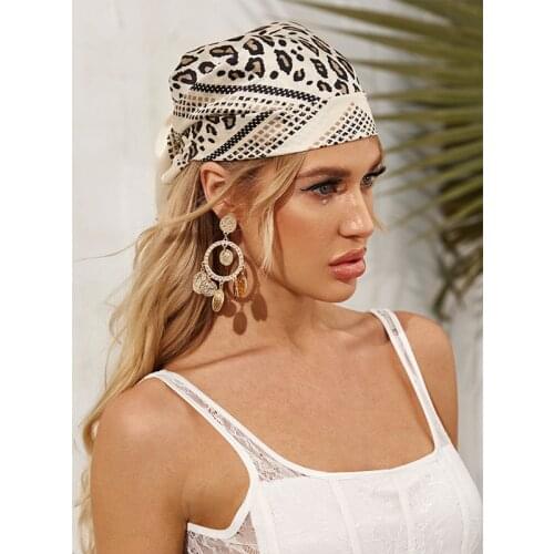 Bandana Headband Scarf Silk 70cm Foulard Leopard Kerchief Woman Handkerchiefs Hair Satin Hijab Scarves Female Square Bag Scarfs