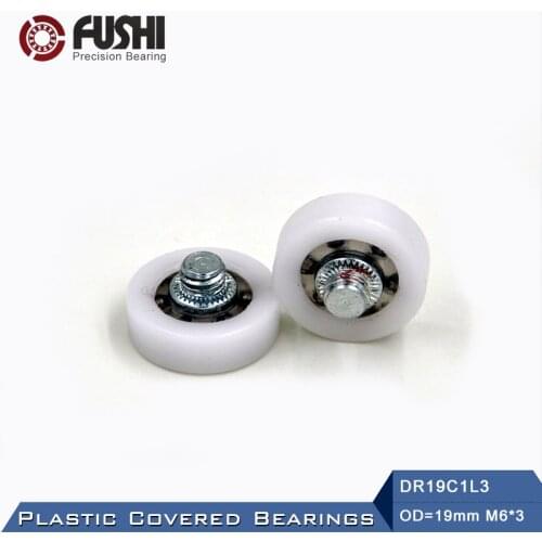 DR19C1L13 Screw Pulley Bearing 6*19*6 mm ( 2 PCS ) Doors and Windows Roller Mute Wheel POM 626 M6*3 Plastic Covered Bearings