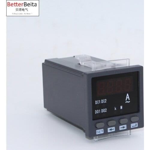 Programmable Digital ampere panel meter true RMS value Can set current ratio Black 48*48*80mm AC current meter
