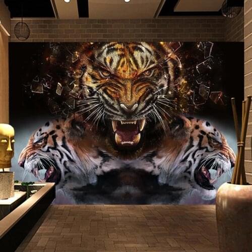 Dropship Custom 3D Photo Wallpaper Tiger Poster Wall Painting Retro Nostalgic Bar Restaurant Bedroom Wallpaper Modern Wallpaper