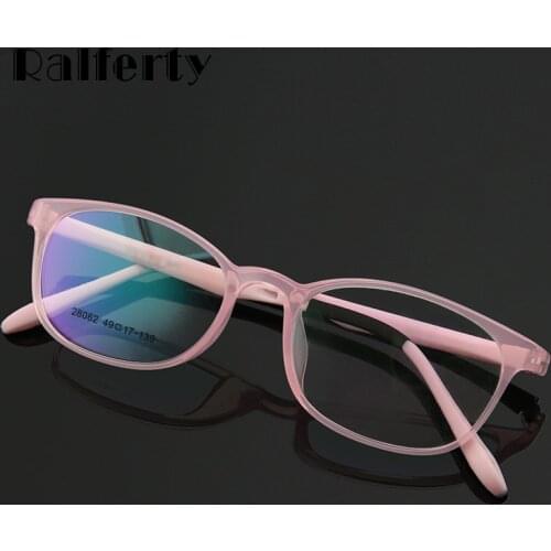 Ralferty Flexible TR90 Glasses Children Fashion Pink Glasses For Computer Prescription Grade Glasses Frame No Diopter K28062