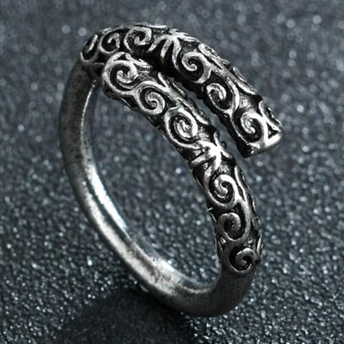 Retro Punk Monkey Ring Exaggerated Antique Siver Color Golden Cudgel Opening Adjustable Rings Anillo Hombre Bijoux