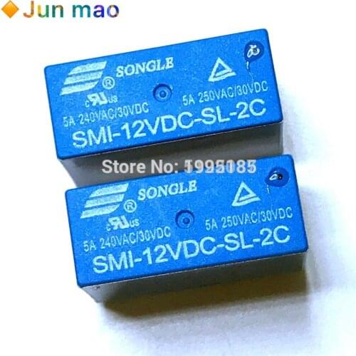 2PCS SMI-05VDC-SL-2C SMI-12VDC-SL-2C SMI-24VDC-SL-2C 8pin 5A 250VAC/30VDC 05 12 24 VDC Power Relay New Original