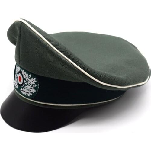 Replica WWII WW2 German Whipcord Marshals Generals Officers Crusher Visor Hat Cap Hat Sweat Ring W Leather Military Reenactments