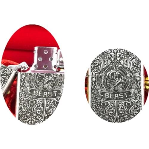 Retro antique silver devil bible Kerosene gasoline petroleum oil cigarette lighter High-end husband father holiday igniter gift