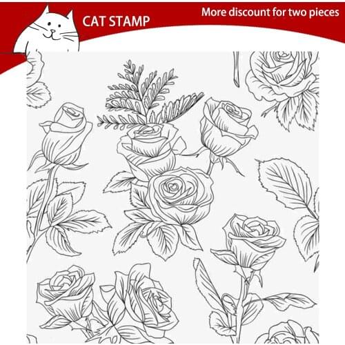 Rose Flowers Background Clear Stamps For Scrapbooking Card Making Photo Album Silicone Stamp DIY Decorative Crafts