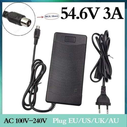 54.6V3A Electric Bike Lithium Battery Charger 54.6V 3A for 48V Lithium Battery Pack RCA Connector 54.6V3A Charger