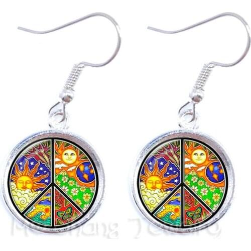 Peace Symbol Sun God Time Gem Earrings For Women European And American Fashion Accessories Hope For World Peace