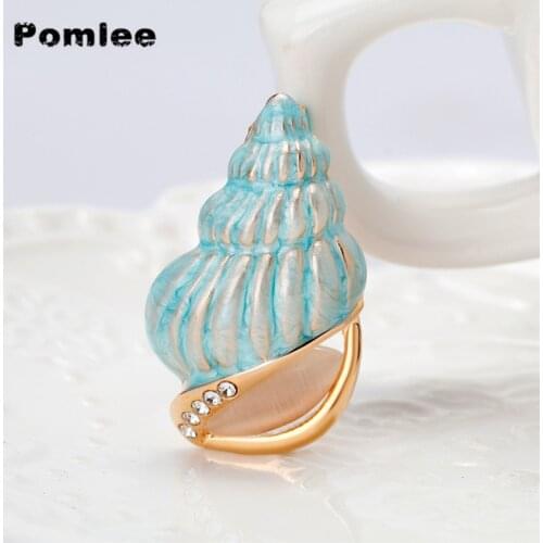 Pomlee Light Blue Screw Brooches for Women Gold Shine Rhinestore Pins Fashion Winter Insect Accessories Good Christmas Gift
