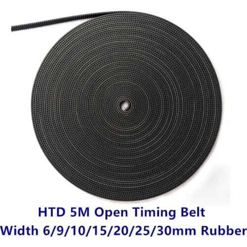 Arc Tooth HTD 5M Open Synchronous belt Width 6/9/10/12/15/20/25/30mm Rubber fiberglass Neoprene HTD5M Open Belt pulley CNC