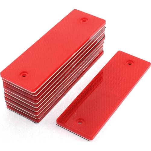 10 Pcs 14.7x5cm Red Plastic Rectangular Stick-On Car Reflector Reflective Sticker Decor