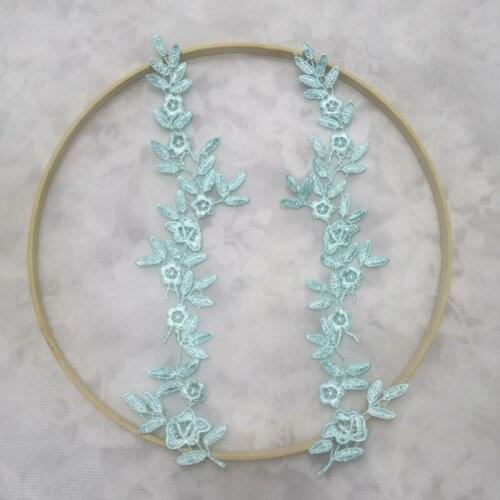 12 Colors Water-Soluble Embriodered Lace Patches DIY Wedding Dress Handwork Sewing-On Material 7x29cm V2795