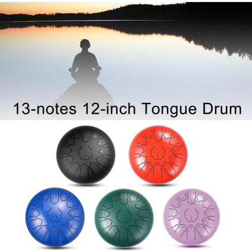 12 Inch 13 Notes Steel Tongue Drum Flower Style With Mallets Music Book Bag Percussion Musical Instrument Yoga Meditation Relax