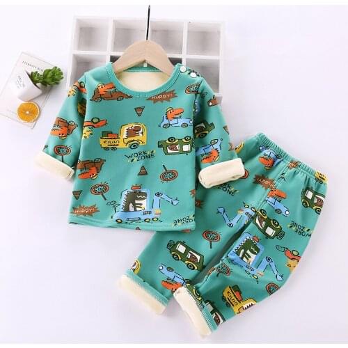 2020New Kids Cartoon Sleepwear Winter Children Cotton Pyjamas Kids Girls Boys Cute Thick Pajamas Warm Infantil Pijama