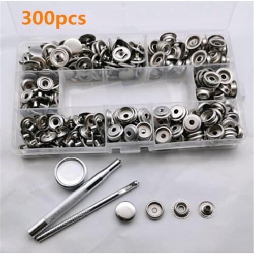 300 Sets Of 15mm Stainless Steel Silver Buttons 75 Sets And 3 Tools Metal Buttons Leather And Metal Buttons Set