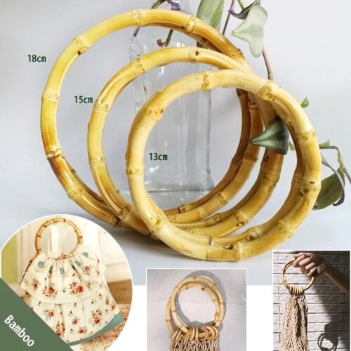5 Pairs=10 Pieces,13cm 15cm 18cm Bamboo Bag Handle Diy Accessories Bamboo Purse Handle Hand Circle Ring Natural Bamboo O Handle