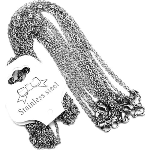 5Pcs/Pack 45cm Stainless Steel Necklace Chains Width 1.5/2.0mm With Lobster Clasp For DIY Making Jewelry Findings Accessories