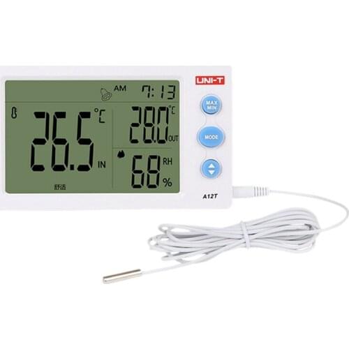 ABSF UNI-T Digital LCD Thermometer Hygrometer Temperature Humidity Meter Alarm Clock Weather Station Indoor Instrument A12T