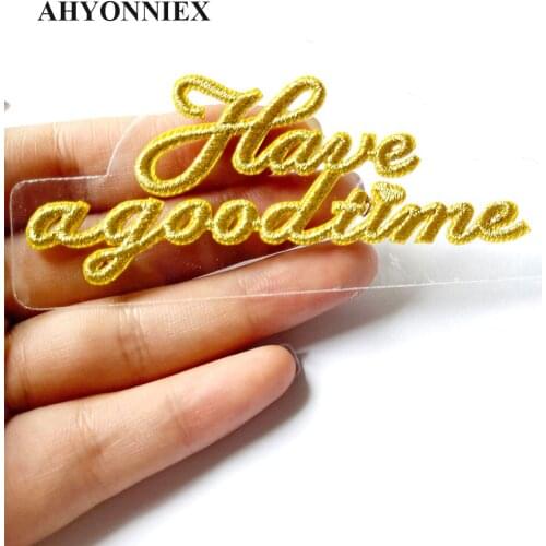 Gold Have a Good Time Alphabet DIY Applique DIY Gift Packing English Letters Embroidered Patches