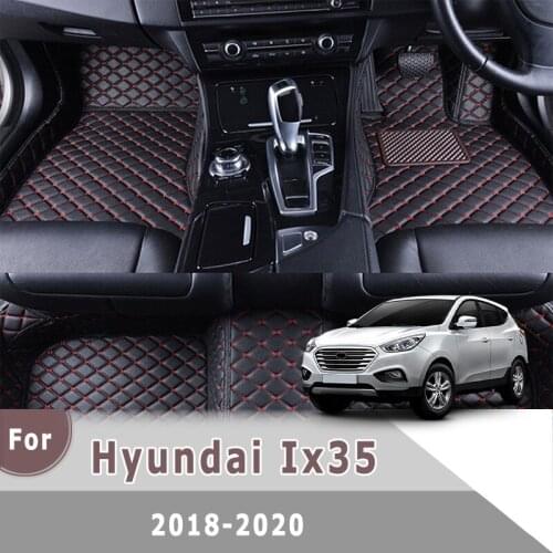 RHD Custom Car Floor Mats For Hyundai Ix35 2020 2019 2018 Leather Carpets Auto Styling Foot Pads Car Accessories Interior Rug