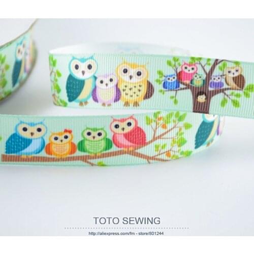 Free shipping cute owl designs min order is 5$ (mixed order) 7/8" 22mm printed grosgrain ribbons DIY decoration TOTO SEWING