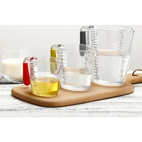 Household Plastic Rubber Transparent Cup Marker Scale 3 Sizes Measuring Cup Kitchen Tool Device Baking Tool