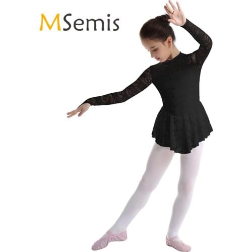 MSemis Kids Girls Ice Skating Ballet Tutu Dress Gymnastics Leotard Performance Costume Figure Skating Dress Ballroom Dancewear