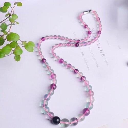 Fluorite Natural Stone Necklace Round Beads Tower Chain Necklace Lucky for Women fashion simple Jewelry JoursNeige