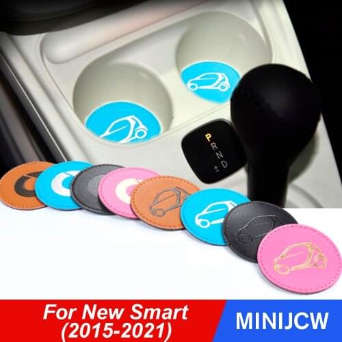 Car Interior Storage Slot Pad Water Cup Pad Leather Door Slot Pad Decoration For New Smart 453 fortwo forfour Car Accessories