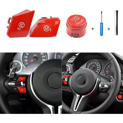 Red Car Start Stop Engine Cover Steering Wheel M1 M2 Mode Switch Button For BMW F20 F22 F23 F10 F15 F16 F30 F32 F34 F36 F06 F12