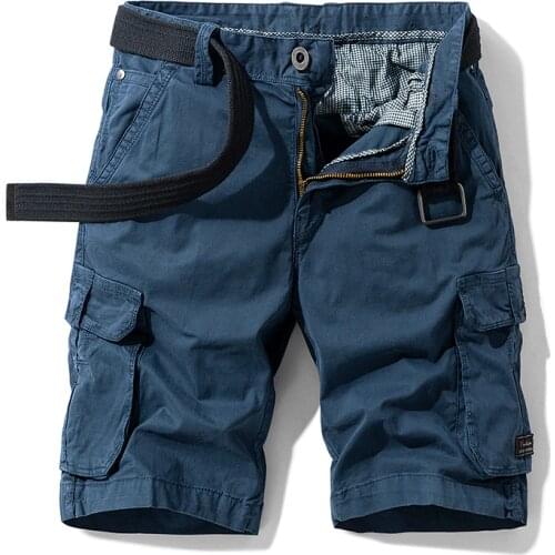 Luulla Men 2020 Summer New Casual Vintage Twill Cotton Cargo Shorts Men Outwear Fashion Solid Classic Pockets Legwear Shorts Men