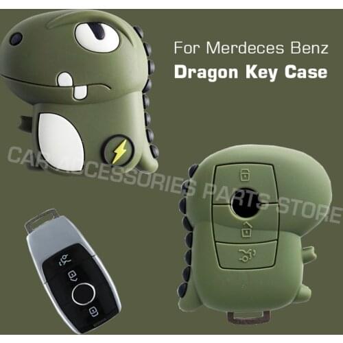 Cute Dragon Car Key Case Cover Key Bag For Mercedes Benz A C E S Class W221 W177 W205 W213 Accessories Keychain Holder Shell