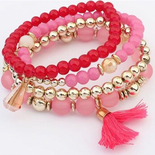 Bohemia Fashion Multilayer Beaded Bracelets For Women Trendy Cotton Tassel Pendant Charm Bracelets & Bangle Jewelry pulseras