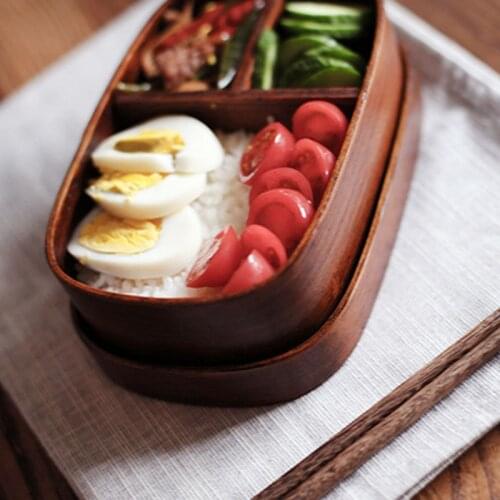 New Hot Japanese Bento Boxes Wood Lunch Box Handmade Natural Wooden Sushi Box Tableware Bowl Food Container