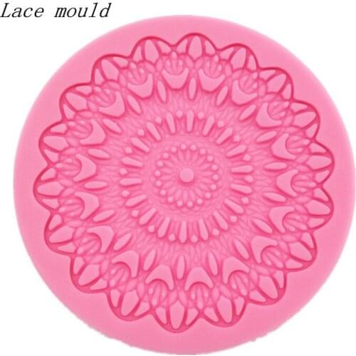 Wholesale round floral lace mat Fondant cake mold Sugar lace moldt Silicone mold kitchen DIY tools decoration mold