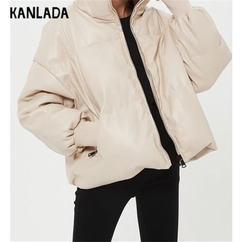 Autumn and Winter Womens Collar Cotton Clothing Wind Leather Cotton Clothing Long-Sleeved Loose PU Warm Cotton Clothing Jacket