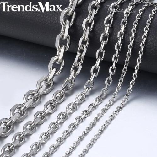 3-10mm Stainless Steel Necklace For Men Women Silver Color Cable Link Chain Necklace Men Fashion Hiphop Jewelry 18-36" KNM31
