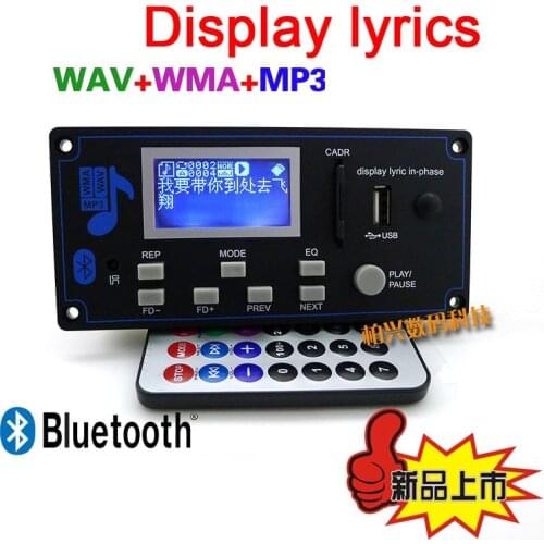 12v Lyric Show Lcd Display Bluetooth Mp3 Decoding Board Module Sd/mmc Usb Fm Remote Folder Shift Switch Lrc Wma Wav Decoder Kit