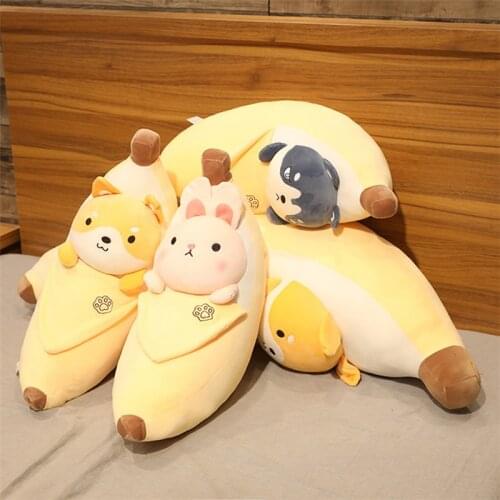 60/100cm Skinned Banana Plush Toys Stuffed Soft Animals Pillow Dog Rabbit Cat Pig Penguin Dolls For Kids Girls Birthday Gifts