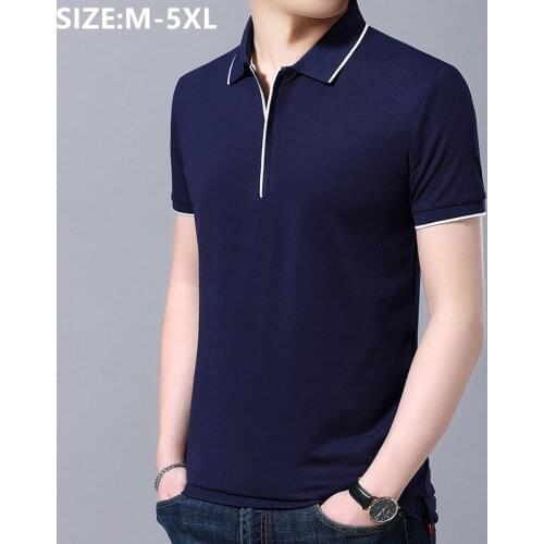 Polo Shirt Man Casual Summer Plus Size Short Sleeve Business Tee 4XL 5XL Turn Down Collar Loose Stretch Male Tops Clothing Tshir