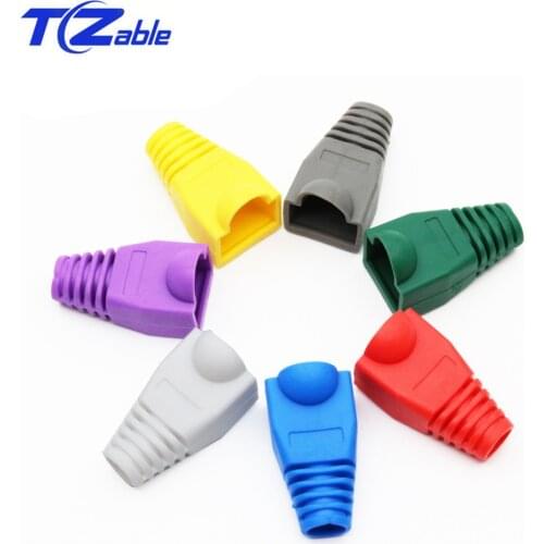 RJ45 Connector Crystal Head Protector Multicolor 8P8C Cat5 Cat5e Cat6 Network Ethernet Cable Adapter Sheath PVC Rubber Sleeve