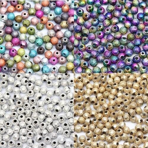 Mixed Scrub Acrylic Round Ball 4/6/8/10/12/20mm Spacer Loose Beads Charms Findings For Jewelry Making Bracelet Necklace DIY