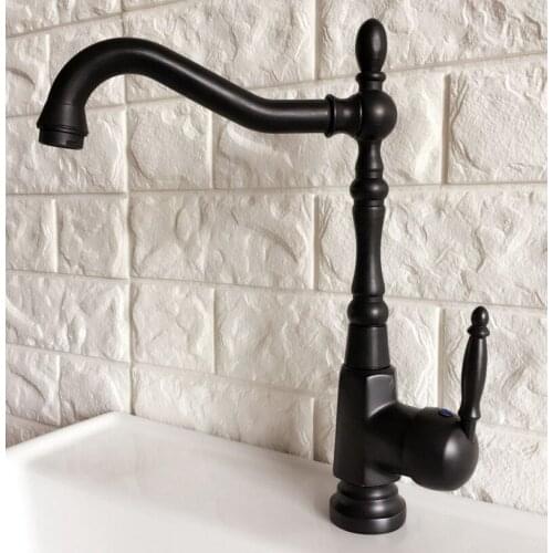 Swivel Spout Water Tap Oil Rubbed Black Bronze Single Handle Single Hole Kitchen Sink & Bathroom Faucet Basin Mixer Tap anf384