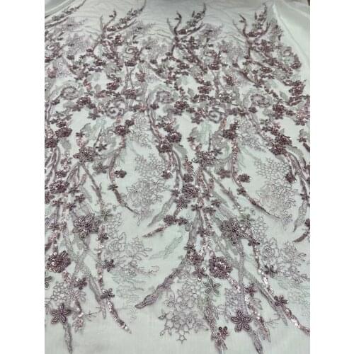 JIANXI.C-32233 super quality embroidery tulle mesh lace fabric with beads for wedding dress