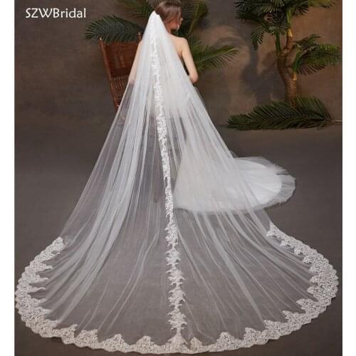 New Arrival 3 Meter Lace Applique Wedding Veils Bridal Veil Wedding Accesorios Bridal Headwear Novia Velos Welon With Comb
