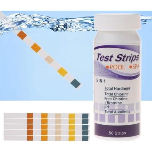 50 Strips Water Quality Test Paper Strips 5 in1 Pool Spa PH Chlorine Alkalinity Bromine Hardness Water Tester New 2019