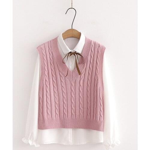 New Student All-match College Wind Knitted Vest Solid Color Japanese 2020 Early Autumn Small Fresh Two-piece
